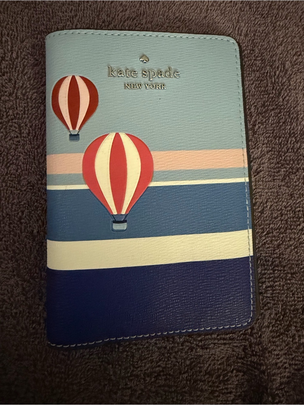 kate spade Striped Hot Air Balloon Passport Cover in Blue, Red & Cream